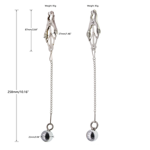 Morsetti per capezzoli BDSM con sfere pesanti e catena - Product Image 2