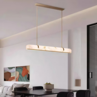 Lustre moderne en cuivre LED de luxe en marbre d'albâtre pour salle à manger, installation facile, hôtel et maison