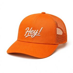 Gorra Trucker Personalizada al por Mayor con Logotipo Bordado en 3D, Gorra de Malla Naranja de Alta Calidad, Perfil Medio, 5 Paneles, Visera Curva - Product Image 2