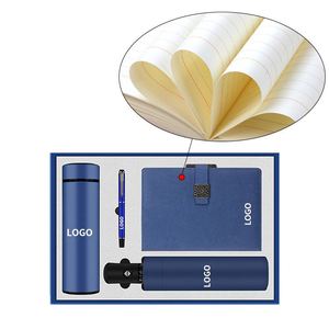 Business Notebook <b>Pen</b> Gift Set <b>Gold</b> Color Luxury Notebook and Umbrella Gift Box Set with Logo - Product Image 3
