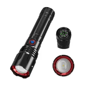 Compass Zoom Flashlight Torch Recharging Focus Flash Lights Long Range 1000 Meters Longe Portable Adjustable Led Torches With Co