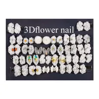 Hiasan Kuku Akrilik Bunga Patung Buatan Tangan Fashion, Kupu-kupu 3D Mutiara Pita Perhiasan Desainer untuk Kuku DIY Manikur Rhinestones