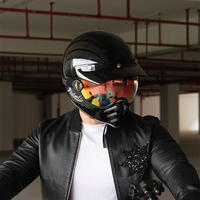 Nouveau casque de moto intégral rétro vintage certifié DOT |   Casque tout-terrain à coque composite ABS à dégagement rapide pour hommes et femmes