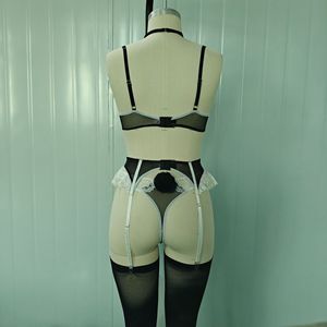 Ensemble de lingerie sexy pour femmes, nouveau style, dentelle érotique, tentation, lingerie de femme de chambre, bretelles, tablier de femme de chambre, jeu de rôle, soutien-gorge et culotte - Product Image 4