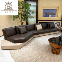 Ensemble de canapés en cuir en forme de L de style italien moderne minimaliste BS, de haute qualité, luxe léger, haut de gamme, pour villas, salons