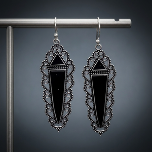 Pendientes de lujo regalo para mujer hecho a mano negro ónix plateado Esmeralda lágrima pendientes colgantes de piedras preciosas - Product Image 4