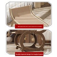 Lit et canapé-lit pour chat en bois, résistant aux griffures, double couche, avec griffoir et chaise à griffer