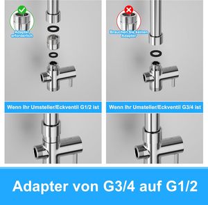 Adaptador de Rosca para Columna de Ducha Cromada <span class=keywords><strong>JOHO</strong></span>, Rosca Hembra de 1/2 Pulgada a Rosca Macho de 3/4 Pulgada para Conexión de Manguera de Jardín/Lavadora - Product Image 5