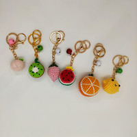 Haakwerk fruit sleutelhanger perzik citroen kiwi Pasen amigurumi tas accessoires handgemaakt haakwerk donut sleutelhanger