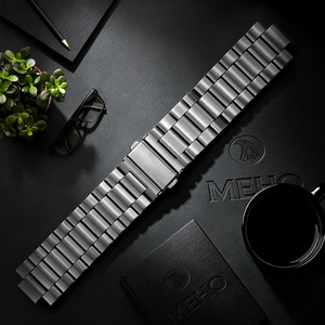 Bracelet de montre en acier inoxydable à trois maillons, fermoir papillon, réglable pour montre - Product Image 1