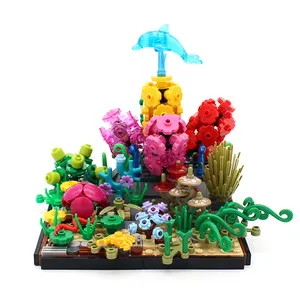 DIY Bricks Sea World Coral Dolphin Meeres organismus Pflanzen Krabben schlange Bauen Sie MOC-Bausteine Kompatibles Spielzeug Kreative Geschenke