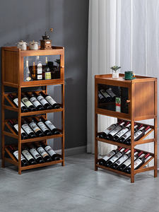 Estante de almacenamiento de vino de 6 botellas de bambú natural sólido plegable y elegante para muebles de sala de estar o encimera del hogar - Product Image 4