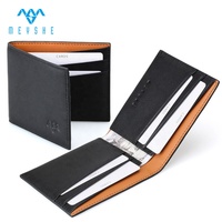 Harga pabrik dompet penyimpan kartu pria pemblokir RFID ramping kulit sapi asli kualitas tinggi kustom cepat
