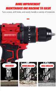 Ensemble <span class=keywords><strong>de</strong></span> perceuses sans fil légères pour le bricolage et la rénovation à domicile |   Visseuse à chocs rechargeable 21V avec vitesse variable et batterie lithium-ion - Product Image 4