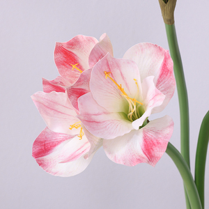 <span class=keywords><strong>Fleur</strong></span> d'<span class=keywords><strong>amaryllis</strong></span> à 3 têtes Blanc Rouge rose fleurs artificielles décor maison Arrangement de fleurs - Product Image 3