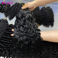Extensions de cheveux humains bouclés pré-séparées sans nœuds pour tressage au crochet, extensions invisibles effet plume, cheveux bouclés birmans, nœuds miracle