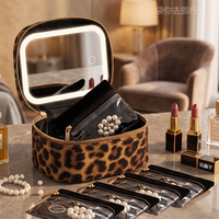 Boîte de rangement à bijoux moderne en PU avec miroir, sac de voyage portable pour colliers, boucles d'oreilles, bagues, petit sac carré à fermeture éclair, sac à bijoux