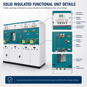 GTXGN-12 12kV 1250A Aparamenta de Aislamiento Sólido sin SF6 de Alta Corriente para Distribución de Energía Industrial Pesada - Product Image 2