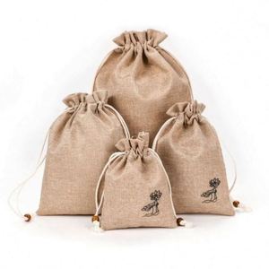 Factory Wholesale Custom Logo <b>Draw</b> <b>String</b> Linen <b>Bag</b> Bundle Pocket Printing Jute Drawstring Gift <b>Bag</b> - Product Image 1
