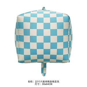 Ballons en aluminium mats 22 pouces 4D à motif damier pour fête d'anniversaire, décoration en poudre, vente en gros - Product Image 2
