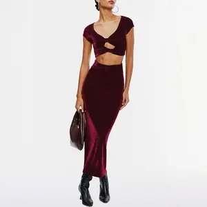 High Waist Skirt Women Hot Selling Tight Sexy High Waist Slim Long Velvet Skirt For Women