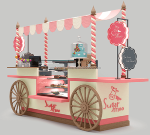 Elegante Zoete Cake Mobiele Voedsel Winkelwagen Houten Macaron Display Trolley - Product Image 4