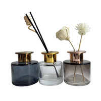 Bouteille diffuseur d'arômes en verre vide de luxe, 100 ml, ronde, noir mat, pour diffuseur de parfum d'ambiance et d'aromathérapie, vente en gros