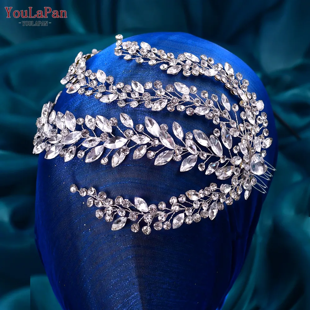 YouLaPan HP458 Luxury Queen Tiaras And Headpiece Styling Tiaras Rhinestones Wedding Hair Accessories Bridal Hair Vine And Comb