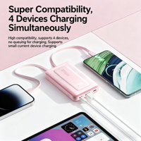 Baterai PORTABEL PD22.5W Super Fast Charging 20000mAh Kapasitas Besar Power Bank dengan Kabel Terintegrasi untuk I Phone  Pengisi Daya Portabel