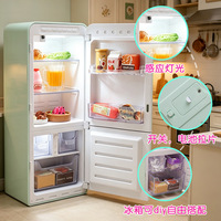 46 pièces de mini-mondes de jeu, boîte mystère, mini-réfrigérateur jouet avec lumières, mini-accessoires alimentaires pour ensemble de cuisine pour enfants