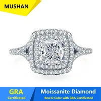 MUSHAN Luxus-Schmuck 925 Sterling Silber Ringband für Damen GRA-Zertifizierter Moissanit Diamant Smaragd D-Farbe Ringe Feiner Schmuck