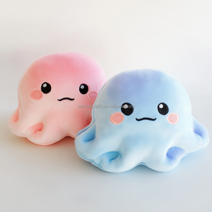 Peluche de <span class=keywords><strong>Pulpo</strong></span> Grande <span class=keywords><strong>Reversible</strong></span> con Diseño Lindo Bordado Personalizado, <span class=keywords><strong>Rojo</strong></span> y Rosa, Súper Suave, Empaquetado en Bolsa OPP - Product Image 3