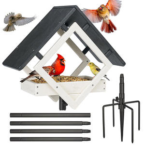 Jh-mech yükseltilmiş 5-Prong katı baz 3lbs tohum kapasitesi 7.5 "bakır çatı 360 derece besleme tepsisi Metal kuş besleyici asılı - Product Image 1