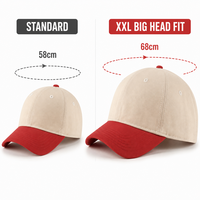 Casquette de baseball extra large XXL pour têtes profondes 68 cm, en sergé 100 % coton, avec logo personnalisé, unisexe, boucle argentée cuivrée