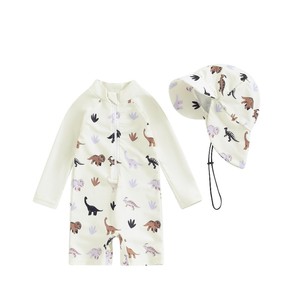 Costume da bagno intero in chiffon a maniche lunghe per bambina, taglie 70-80-90-100-110 - Product Image 5