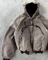 Pull à fermeture éclair d'hiver 2025, style décontracté, tendance, à capuche, imprimé lettres et petit cadran, coupe ample