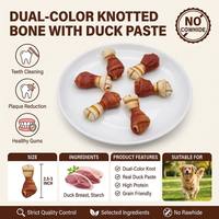 Friandises Premium pour Chiens : Os à Mâcher Noeuds Bicolores Saveur Canard et Arachide pour Soins Dentaires