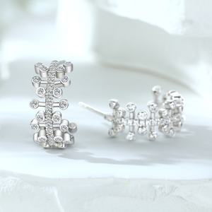 Boucles d'oreilles clous de mariage en argent sterling 925 de haute qualité, zircon géométrique de luxe, tendance, fiançailles, fête, anniversaire, rhodié - Product Image 4