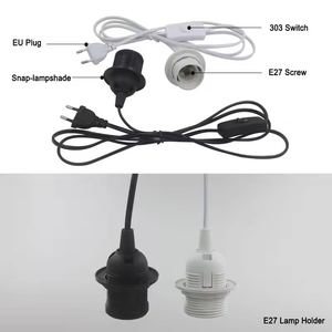 Hagood 1.8m cáp điện dẫn bóng đèn ổ cắm E27 mặt dây đèn chủ với euus cắm & 303 chuyển đổi vít phong cách hộ gia đình treo đèn - Product Image 5