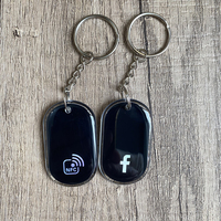Llavero NFC de Epoxi Negro, Llavero NFC con Chip, Tarjeta NFC para Redes Sociales, Instagram, WhatsApp