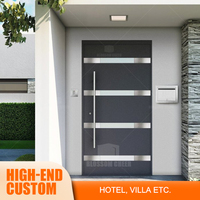 Nouvelle porte d'entrée d'hôtel moderne en acier extérieur à double battant avec verre de sécurité et ouverture latérale