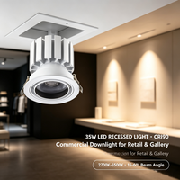 Plafonnier encastré LED 35W CRI95 CCT réglable anti-éblouissement pour éclairage commercial intérieur