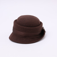 Chapeau Bob en Laine Vintage avec Nœud et Bord Roulé, Style Pêcheur Élégant, Automne Hiver, Polyvalent, Couleur Café Unie, Béret Français