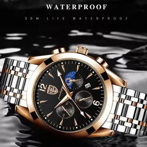 POEDAGAR 829 Nuevo Reloj de Pulsera de Moda para Hombre, Correa de Cuero y Acero Inoxidable, Resistente al Agua, Reloj de Cuarzo Coreano de Lujo para Hombre - Product Image 6