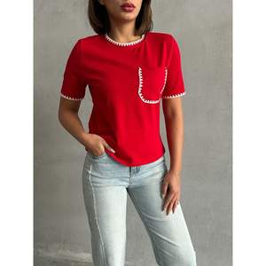 Topshow – Haut court rouge pour femme, style streetwear respirant avec coupe ample, tailles XS à 3XL, décoration lettres - Product Image 2