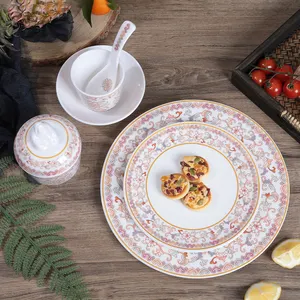 Kunststoff Melamin Elegante Emaille Porzellan Design Chinesische Antike Court Style Luxus Geschirr Set