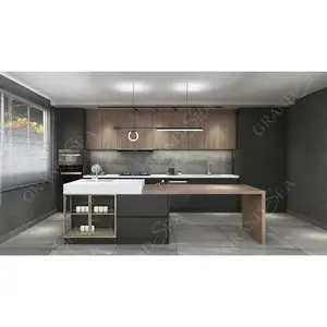 Различные модели деревянного шпона современные кухонные шкафы