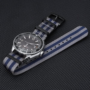 Bracelets en nylon tressé double passant de 1,4 mm, bracelet de montre avec boucle noire PVD, bande de montre en tissu de ceinture de sécurité de 18/20/22/24 mm - Product Image 5