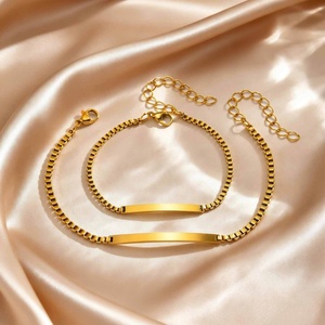 Joyería para Parejas, Pulsera de Tenis de Acero Inoxidable con Logotipo Personalizado, Bañada en Oro de 18K, Diseño Geométrico Moderno - Product Image 4