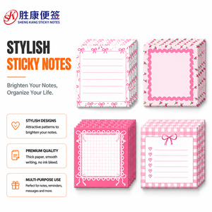 Bloc-notes autocollants carrés à motif nœud et dentelle, papier épais et lisse, sans transfert d'encre, logo personnalisé pour le bureau et l'école - Product Image 1
